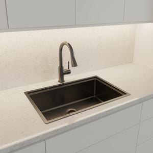 Fregadero de cocina bajo encimera de acero inoxidable de calibre 16 con un solo tazón, acabado en níquel cepillado negro, 30 pulgadas - Product Image 2