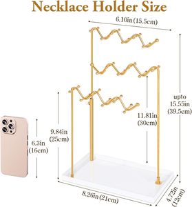 Stylish Gold Jewelry Display <b>Stand</b> Metal Jewelry Organizer for Earrings Rings Necklaces Modern Jewelry <b>Stand</b> for Home Decor - Product Image 6