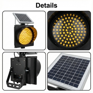 Feux de signalisation LED solaires ambre 300 mm, balise clignotante haute visibilité pour la sécurité des travaux routiers et de construction GUAGNGAN - Product Image 3