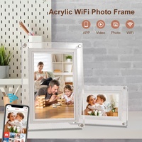 Bingkai Foto Digital Akrilik WiFi HD 5 Inci dengan Jam, Pemutar Video, Dukungan MP3/MP4, dan Aplikasi Frameo untuk Berbagi Gambar Secara Instan