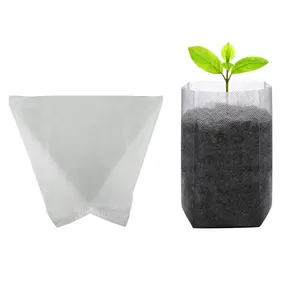 白い不織布苗床バッグ移植しやすい植物苗床生分解性成長バッグ植物成長用