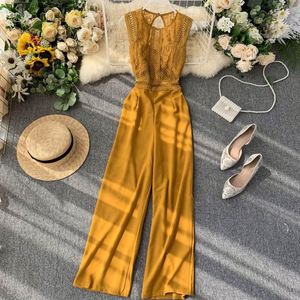 Mono de verano sin mangas, sin tirantes, con encaje, transpirable, ecológico, largo, con espalda descubierta, para mujer - Product Image 3