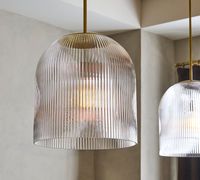 Yihao chaîne Vintage laiton finition pendentif clair côtelé verre abat-jour lumière LED Simple Design moderne intérieur salon
