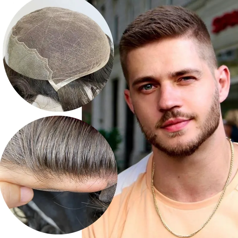 The Most Popular Human Hair Toupee Real Lace Front Prosthesis Pieces Men Toupee For Hair Loss Solution