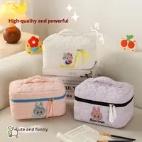 Sac de maquillage portable pour femmes, motif mignon brodé en forme de cœur, vente en gros