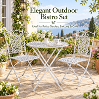 Ensemble bistro pliant minimaliste en métal blanc, 3 pièces, table et chaises de patio pour jardin, balcon