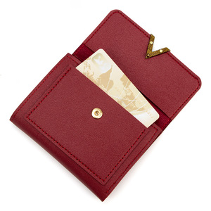 Women's Red PU Leather Purse Ladies Front Pocket <strong>Wallet</strong> with Button Closure Fashionable <strong>Trifold</strong> <strong>Wallets</strong> for Women Money Purses - Product Image 4