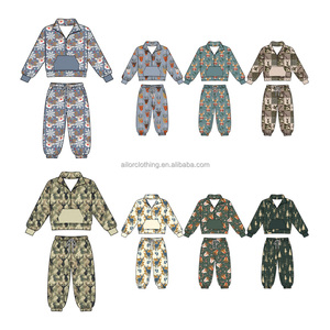 Ensemble de vêtements en polyester coupe-vent pour enfants, pull chaud à demi-fermeture éclair, pantalon de jogging, costume, cadeau de Noël, tenue pour bébé et tout-petit - Product Image 4