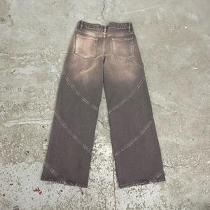 Jeans de Mezclilla Vintage para Hombre, Estilo Cargo, Holgados, de Pierna Recta, con Parches, Lavado Ácido, Desgastados, con Logotipo Personalizado - Product Image 2