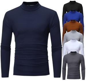 Pull en maille à col montant en spandex/polyester, basique, en gros, à manches longues, décontracté, pour homme, sérigraphie - Product Image 4