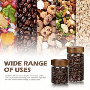 Bocaux de rangement en verre avec couvercles hermétiques, écologiques, style vintage, pour café, garde-manger, haricots, riz, sucre, condiments, avec cuillère - Product Image 5