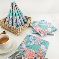 Serviettes de table imprimées 2 épaisseurs 33x33cm en pâte de bois vierge, motifs fleurs et oiseaux élégants, jetables et pliables – Offre spéciale