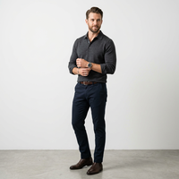 Polo à manches longues décontracté pour homme, col classique à 2 boutons, coupe régulière, printemps-automne, tailles S-2XL