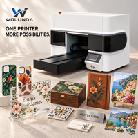 Imprimante UV à plat Wolunda avec scanner de caméra et positionnement visuel pour l'impression sur verre, bois, métal, tasses, bouteilles, machine d'impression A3 UV