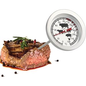 Thermomètre de cuisine analogique pour viande et rôtis, sonde en acier inoxydable 5x12 cm, plage de 0 à 120°C - Product Image 1