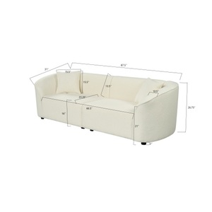 Canapé carré contemporain de 87 pouces en tissu peluche beige avec design épuré, structure robuste et fonctionnalités convertibles, idéal pour les villas - Product Image 4