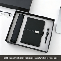Ensemble cadeau promotionnel avec logo personnalisé, carnet, parapluie, stylo, kit de cadeaux, journal A5 en PU, stylo pliant résistant à la pluie et au vent, boîte
