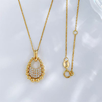 Ciondolo in Oro 18K con Diamante Coltivato in Laboratorio, Charm per Borsa, Gioielli Vintage di Lusso, Collana con Ciondolo per Donna, Catene con Diamanti, Gioielli con Diamanti Coltivati