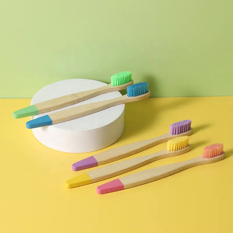 Spazzolino da denti in bambù colorato per bambini setole in Nylon spazzolino da denti Eco Paint Kids brosse a dent Bamboo Vegan Tooth Dental