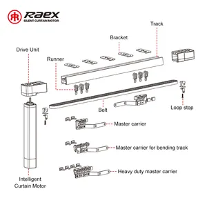 Profesionalステージカーテン自動電動マスターベルトホルダートラックシステムZwaveWifi電気スマートホームカーテンタックモーター