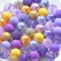 Perles violettes de 20 mm, couleur champagne, 50 pièces/sac, perles acryliques de couleurs mélangées, grandes perles, perles en vrac pour bricolage