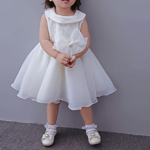 Vestido de <span class=keywords><strong>bautizo</strong></span> de organza sin mangas <span class=keywords><strong>para</strong></span> niña, vestido de <span class=keywords><strong>bautizo</strong></span> de encaje blanco con diadema y zapatos - Product Image 3