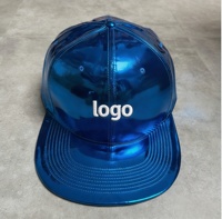 Casquette de baseball 6 panneaux en cuir chromé avec logo personnalisé brodé pour homme et femme, idéale pour les fêtes et le streetwear – Chapeau géant tendance