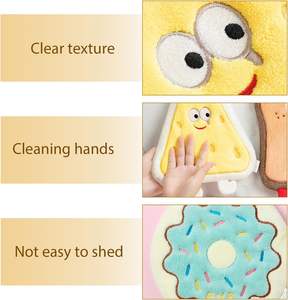 Toallas <span class=keywords><strong>de</strong></span> Mano Colgantes para Cocina/Baño, <span class=keywords><strong>de</strong></span> Terciopelo Coral Suave y Absorbente, con Divertidos Diseños <span class=keywords><strong>de</strong></span> Comida: Donut, Tostada y Queso - Product Image 4