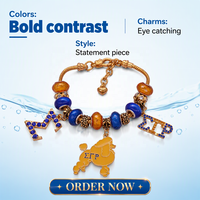 Mode fait à la main perles européennes lettres grecques doré caniche Animal Sigma Gamma Rho sororité Bracelets bijoux pour cadeau