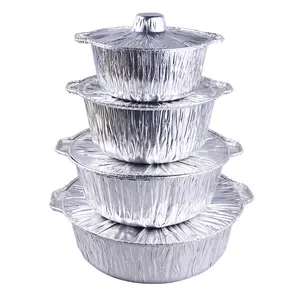Pots de cuisson jetables en aluminium, grands ustensiles de cuisine avec couvercles pour la vente