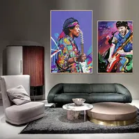 Graffiti famoso HipHop chitarra Genius Stars tela pittura pittura a olio Poster Modern Wall Art Picture in living room Decor Home