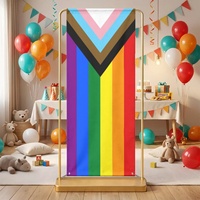 Toile de fond personnalisée motif arc-en-ciel gay avec impression de progrès, idéale pour la photographie en studio, la mise en scène de fêtes et les événements cérémoniels