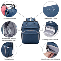 Sac à couches extensible 3 en 1 pour bébé Sac à dos avec poste à langer Lit Impression imperméable Pratique Solution de soins pour bébé 3 en 1