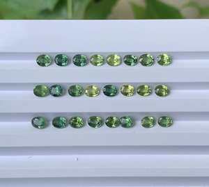 Zafiro Verde Natural |   Zafiro de Corte Ovalado de 5.0x4.0mm |   Zafiro Natural para Anillos de Boda y Par de Pendientes |   OM GEMS TZ Origin - Product Image 1