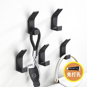 Ganchos de Pared Individuales de Aluminio Blanco y Negro, Ganchos Pequeños para Toallas de Baño, Sin Necesidad de Perforación, para Ropa - Product Image 2