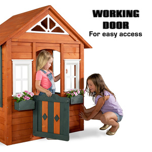 Meilleur cadeau de Noël, maison de jeu en bois Wendy pour l'extérieur, petite maisonnette pour enfants avec jardinière - Product Image 2