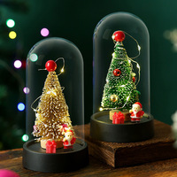 Mini-Weihnachtsbaum in Glaskuppel mit LED-Lichtern, Weihnachtsmann-Figur, Tischdekoration, Weihnachts-/Geburtstagsgeschenk für Freundin