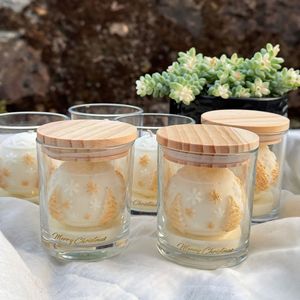 Vela navideña LANJO Gold Ball, perfumada y de lujo, con tapa de madera, velas aromáticas, regalo de Navidad para familiares y amigos. - Product Image 5