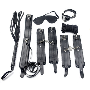 Ensemble de bondage en cuir Kit BDSM 7 pièces Menottes Fouet <span class=keywords><strong>Boule</strong></span> de bâillon <span class=keywords><strong>Harnais</strong></span> pour bondage BDSM - Product Image 5