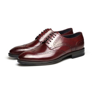 Chaussures habillées brogues à bout pointu en cuir de vache véritable pour hommes, avec semelle extérieure en caoutchouc antidérapante, soutien de la voûte plantaire et imperméables - Product Image 1