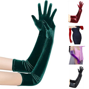 Velours de cérémonie Robe de soirée <span class=keywords><strong>Gants</strong></span> longs chauds Banquet fête opéra <span class=keywords><strong>Gants</strong></span> en velours <span class=keywords><strong>Gants</strong></span> longs - Product Image 2