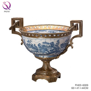 Personnalisé faible QUANTITÉ MINIMALE DE COMMANDE de luxe haut de gamme bleu et blanc porcelaine main-peint or généraux autel et vases pour d'autres décor à <span class=keywords><strong>la</strong></span> maison - Product Image 4