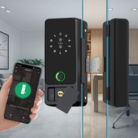 Serrure de porte intelligente en verre GL10, déverrouillage par clé, contrôle via l'application Tuya, reconnaissance d'empreintes digitales, accès par carte, entrée par code, loquet réversible