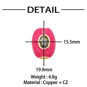 HP354 Cuentas de esmalte de agujero grande de moda 2026, dijes ovalados con centro de circonita cúbica <span class=keywords><strong>para</strong></span> la fabricación de pulseras y collares DIY, suministros de joyería al por mayor - Product Image 6