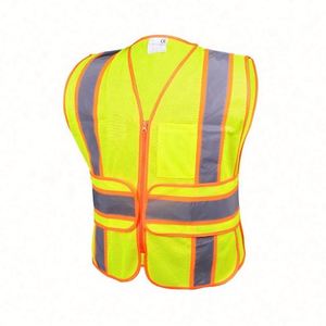 Veste de chantier haute visibilité la plus populaire avec bandes réfléchissantes, gilet de sécurité haute visibilité, catégorie de produits : signalisation - Product Image 6