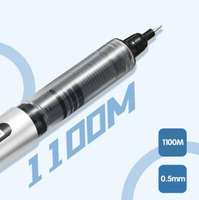 Stylo publicitaire M005 à bille en gel en plastique, pointe extra fine (0,5 mm), encre noire, design droit et fluide