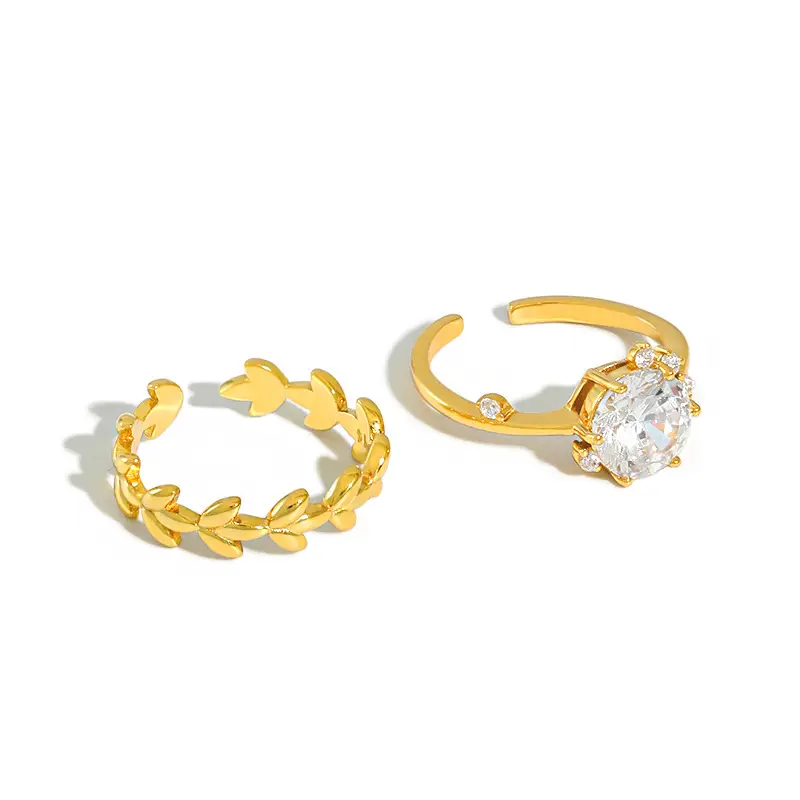दौर घन Zirconia और जैतून शाखाओं की सगाई की अंगूठी सेट 925 स्टर्लिंग चांदी की अंगूठी महिलाओं के लिए