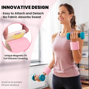 Wearable 2LB Silicone Iron Ankle Wrist <b>Weights</b> 4LB Dual Color Magnetic <b>Weight</b> Bands for Women - Product Image 3