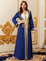 Robe Abaya Brodée en Dentelle pour Femme du Moyen-Orient, Robe Arabe de Dubaï Tendance, Ensemble Deux Pièces