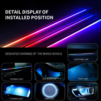 Kits de Iluminación Ambiental, Tiras de LED de Fibra Óptica, 18 Colores Mágicos, Luces LED Acrílicas para Interiores de Automóviles con Control Remoto y Aplicación